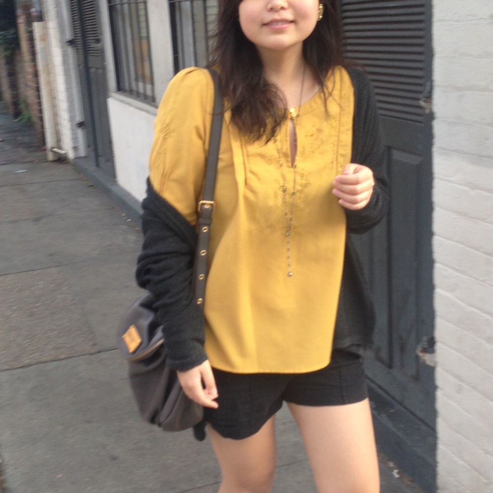 Aritzia Yellow Top with embroidered details
